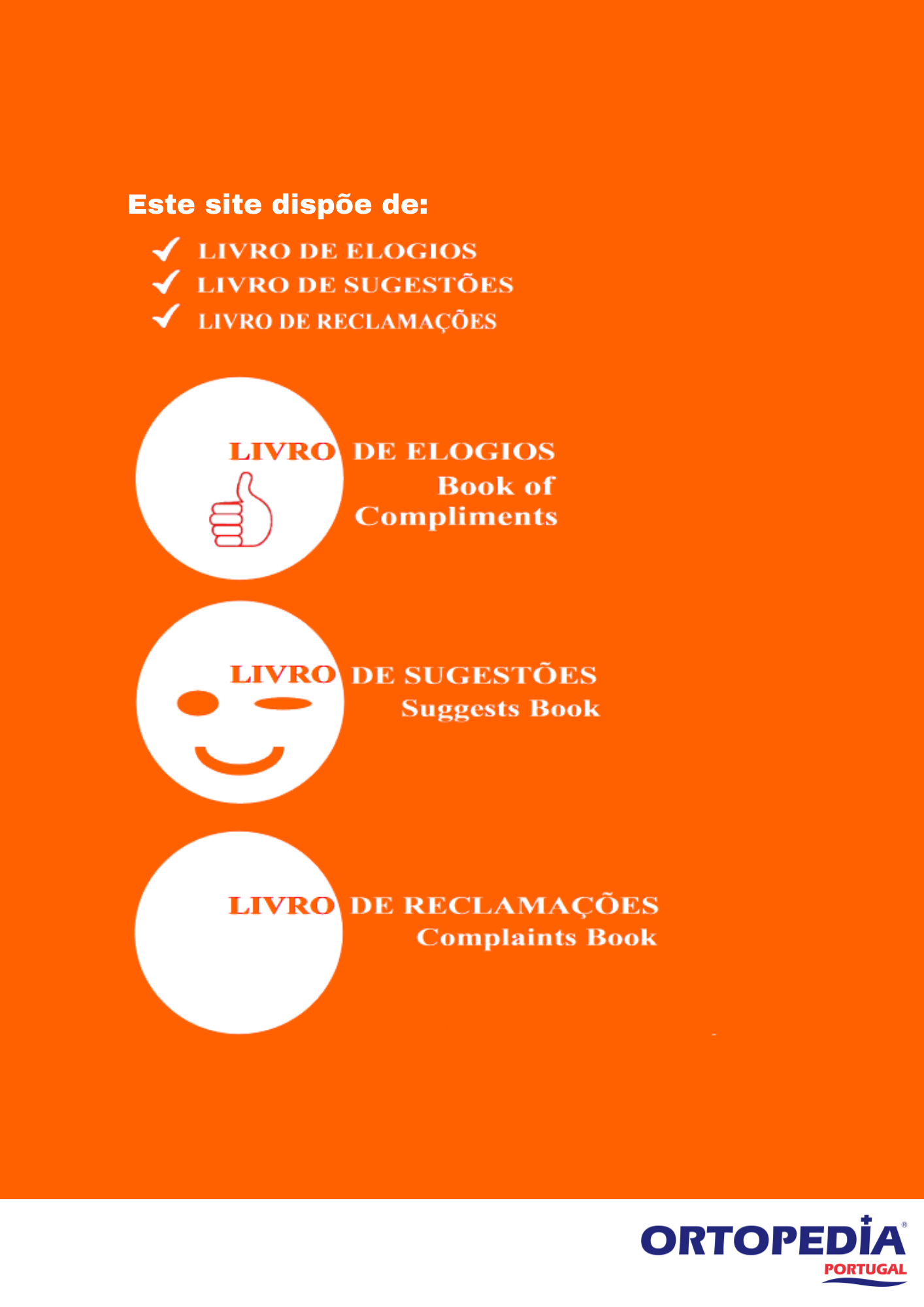 Contracapa do livro de elogios da Ortopedia Portugal